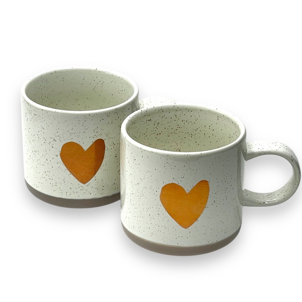 Starbucks 2017 Set of 2 Speckled Two Toned Coffee Tea Cup Copper Heart 12 oz. - Picture 3 of 9